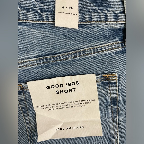 NWT Good American Good 90’s Denim Shorts in Indigo Distressed Size 8 - Picture 11 of 14